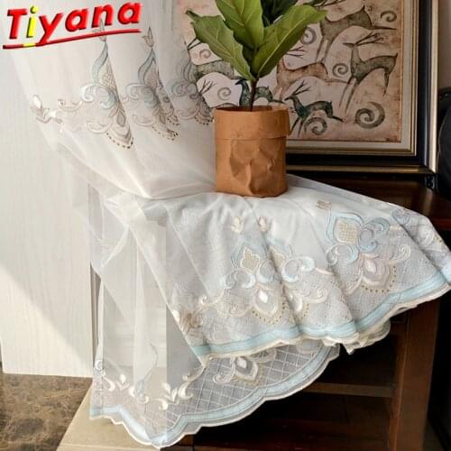 High Quality Flower Embroidery Tulle Curtains for Living Room Chinese Style Fashion Tulle Voile for Bedroom Kis Room X-M045#30