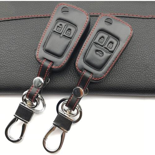 High quality leather key case for Opel for Chevrolet Astra Corsa ADAM S Antara Meriva Zafira Insignia MOKKA remote case 2 button