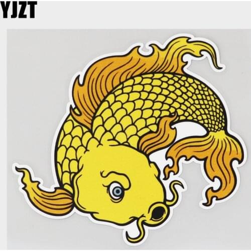YJZT 14.3CM×13.4CM Stylish Koi Fish Cartoon Decal PVC Car Sticker 11C-0287