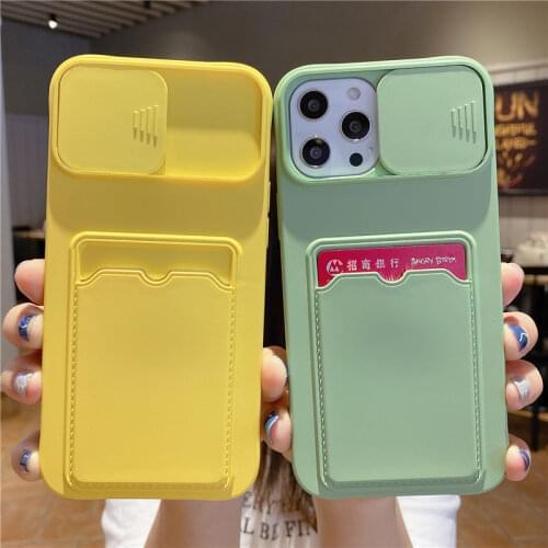 Camera Protection Card Bag Phone Case For iPhone 12 Pro Max 11 12 Mini XR XS Max X 7 8 Plus 12 Shockproof Candy Color Back Cover