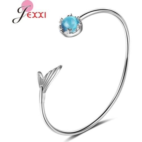 Newest Design Little Fish Tail Shape Bangles & Bracelets For Women 925 Sterling Silver Fashion Jewelry Gift For Girlfriend