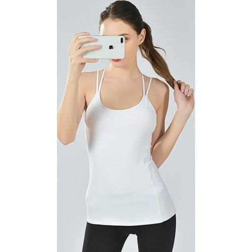 Women Sport Vest Slim Padded Yoga Shirt Cross Strap Running Vest Backless Fitness T-shirt Quick Dry Tank Tops Gym Workout Blouse