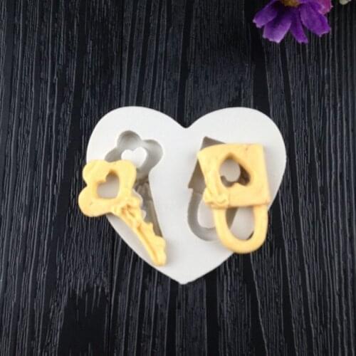 1PC Fondant Cake Silicone Mold Lock Key Shape Chocolate Sugarcraft Mold Cake Decorating Tool Cookie Cupcake Baking Mould