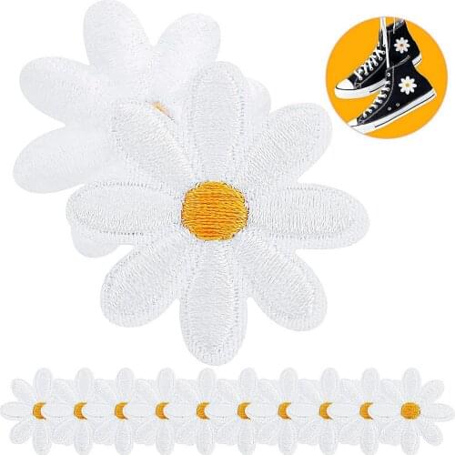 10pcs Diy Small Sun Flower Daisy Embroidery Patches For Clothing Iron On Clothes Sticker Stripe Iron On Applique Hole Repair