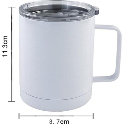 10oz DIY Sublimation Blank Coffee Mug Car Cup Office Double Wall Sublimation Insualted Vacuum Drinking Water Tumbler with Handle