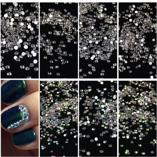 1440pcs SS3-SS6 Crystal Clear AB Non Hotfix Flatback Rhinestones Nail Rhinestones For Nails 3D Nail Art Decoration Gems