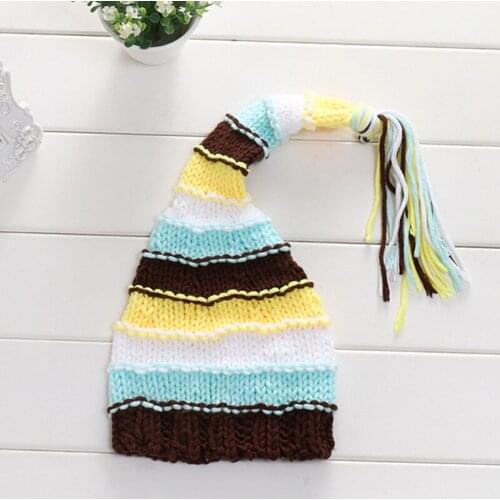 2020 New Newborn Knitted Hat with Long Tail Soft Skin-friendly Cap for Baby Photography Props