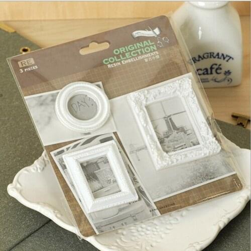 3 packs / lot) white resin shapes for scrapbooking-vintage resin charms (Round,Oblong)
