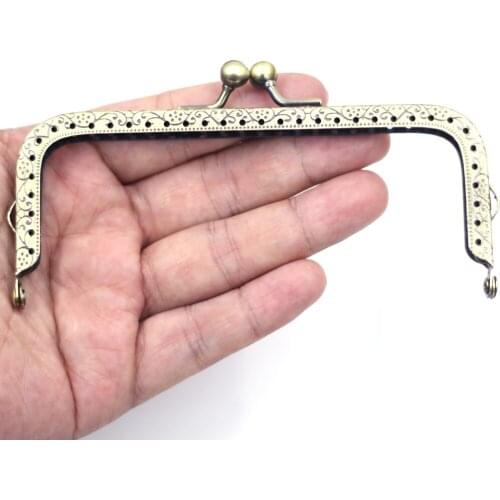 30PCS Wholesale 12.5cm Rectangle Metal Purse Frames Kiss Clasps Clutch Buckle Handbag Handle Luggage Bag Hardware Accessories
