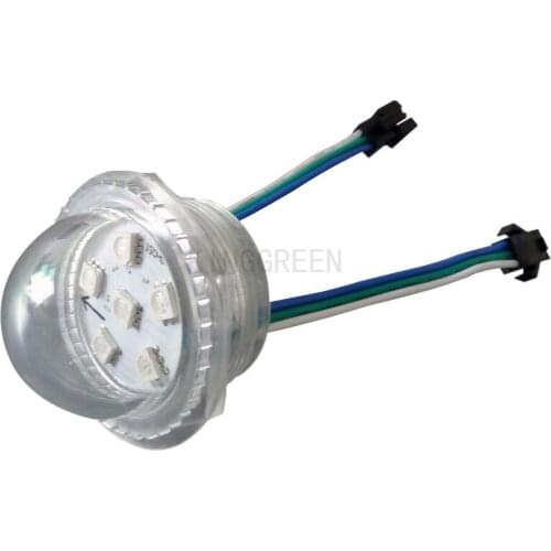 500X Clear cover 36.5mm DC12V input RGB digital UCS1903 6LEDs 5050SMD led pixel point source IP68 express free shipping