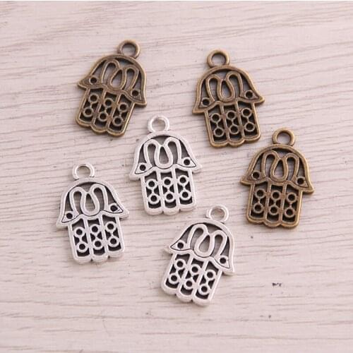 50PCS 15x21mm Two Color Metal Zinc Alloy Small Hollow Palm Charms Fit Jewelry Pendant Charms Makings