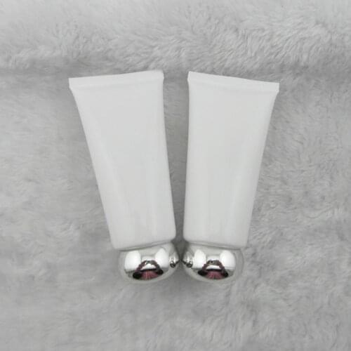 50pcs 80 ml glossy White Hose / gold silver screw cap / cream emulsion lotion cream tubes / cosmetic skincare empty bottles