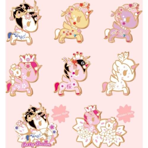 6 pcs/lot Tokidoki Sakura Unicorn Badge Blind Box Souvenir Gift Surprise Birthday Gift Exclusive Fruit Unicorn Series