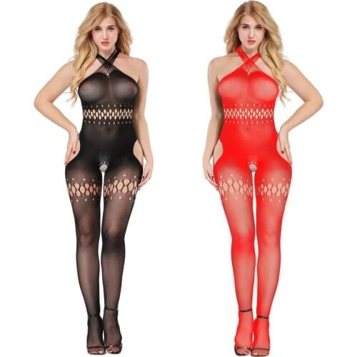 Fishnet bodystockings sleeve interior sexy erotica Suspender Crotchless Mesh garment Women Sexy Lingerie mesh pantyhose