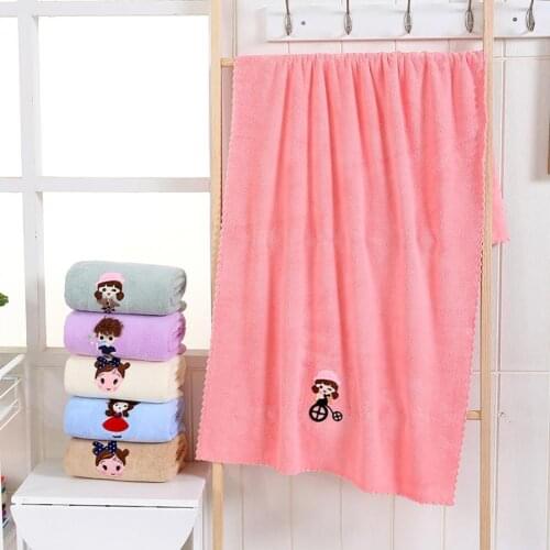 Coral-Velvet Printed Bath Towel Eco-friendly Easy to Clean Rectangle Cartoon Super Absorbent Towels for Beach