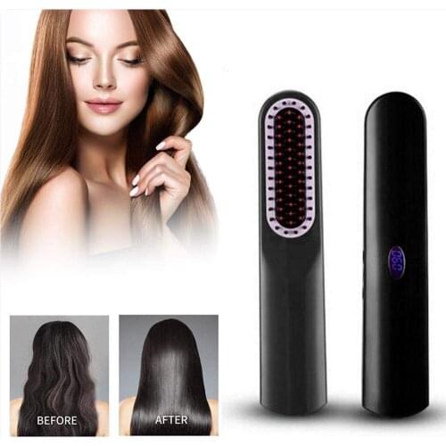 Wireless Hair Straightener Multifunctional Beard Straightening Comb Cordless USB Beard Straightener Hair Straightening Brush