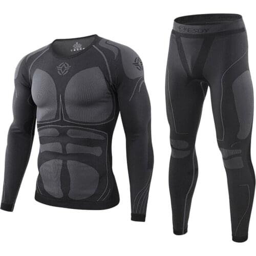 Seamless tight tactical thermal underwear men Outdoor sports function breathable training cycling thermo underwear long johns