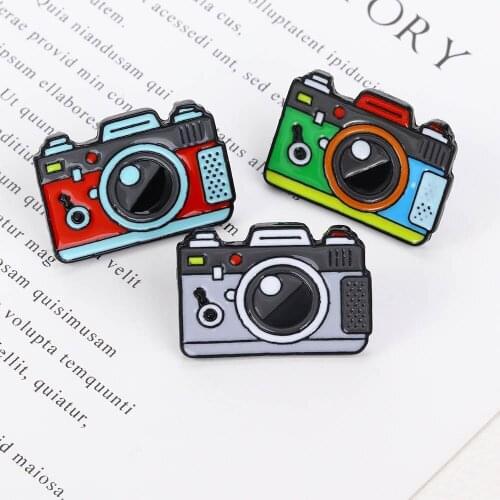 Cartoon Camera Brooches For Women 2 Color Rainbow Digital Camera Enamel Pins Coat Cap Backpack Photography And Kids Badge Gifts