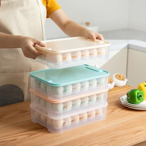 24 Grid Household Egg Storage Box Plastic Refrigerator Eggs Tray Case Container Transparent Single Layer Kitchen Organizer