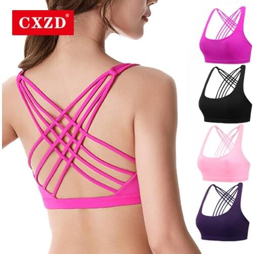CXZD Fitness Sports Bra for Women Push Up Wirefree Padded Crisscross Strappy Running Gym Training Workout Yoga Underwear Crop