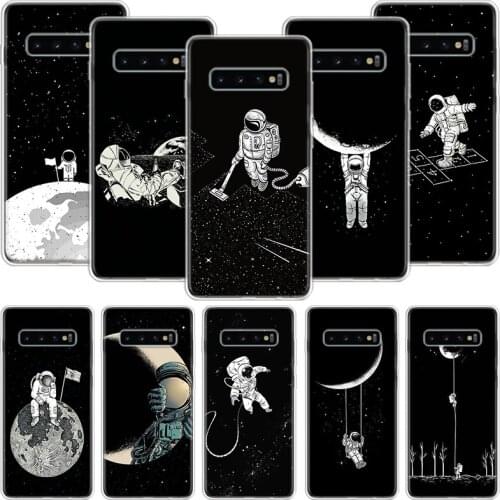 Starry Astronaut Moon Phone Case For Samsung Galaxy S10 S20 S21 S9 S8 S7 Note 10 20 9 8 FE J4 J6 Ultra Plus Lite Pro + Edge Cove