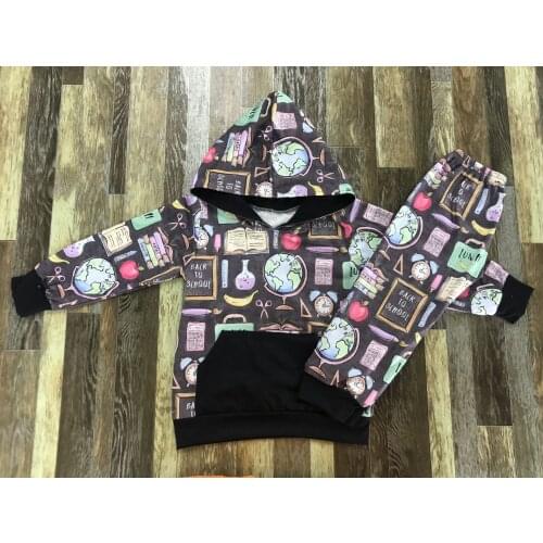 Baby boys and girls boutique lab back to school theme hoodie set