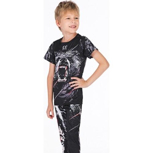 Kids Boxing Training Set Jerseys Compression Sport MMA Jersey+Pants Children Jujitsu Long Sleeve Tight Trousers Boy Sportsuit