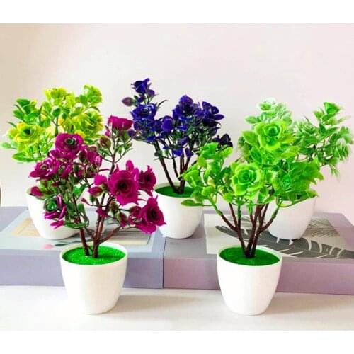 Artificial Potted Plants Fake Flower Bonsai Home Office Ornaments Desktop Hotel Simulation Green Plant Decoration Decor