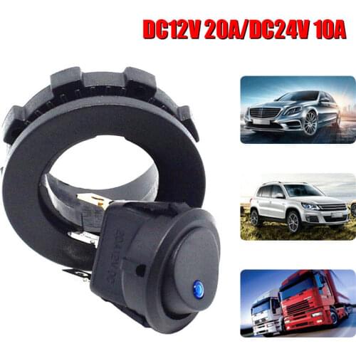 Car Truck Motorcycle ATV ON OFF Switch Button 12V 19MM Round Hole Rocker Toggle Switch DIY SPST on-Off Control Switch Blue Light