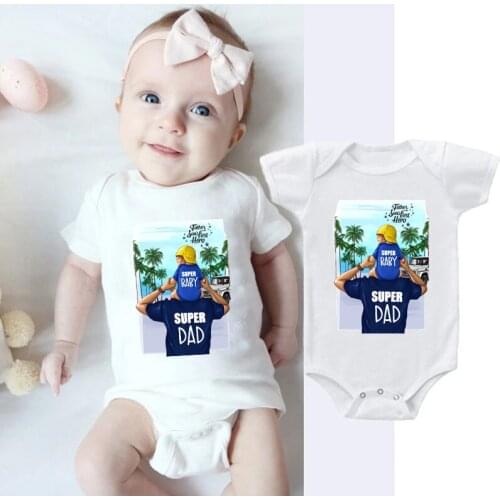 Super Mom Dad Baby Boy Girl Romper Clothes for Newborns Short Sleeve Bodysuits for Infants Roupas De Bebe Costumes White