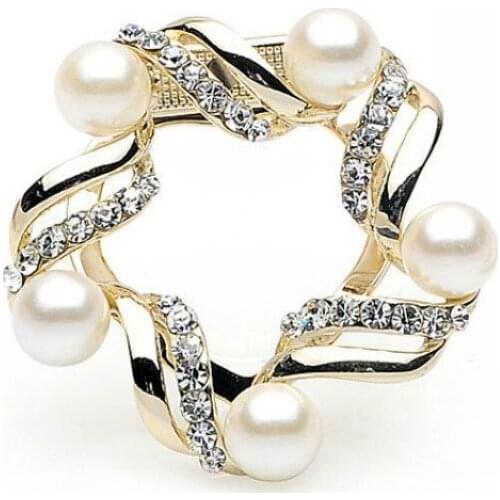 Korea High Quality Rhinestone Silk Scarf Buckle Imitation Pearls Alloy Temperament Popular Brooch Scarf Buckle Dual Purpose