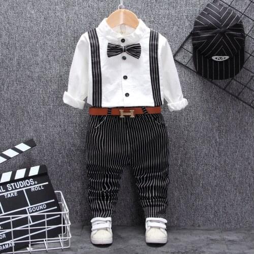 British style baby boy clothing one year birthday wedding costume set for newborn baby boy tops pant with belt suit