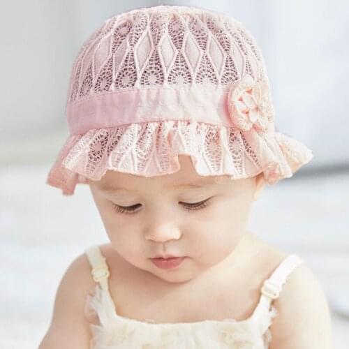 Summer Lace Flower Sun Hat Cute Lace Newborn Baby Hat Kids Princess Travel Sunshade Hat