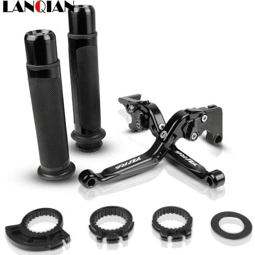 Motorcycle Accessories CNC Adjustable Brake Clutch Levers And Handle Grips With LOGO For YAMAHA YZF R6 YZFR6 2005 2006 2007-2016