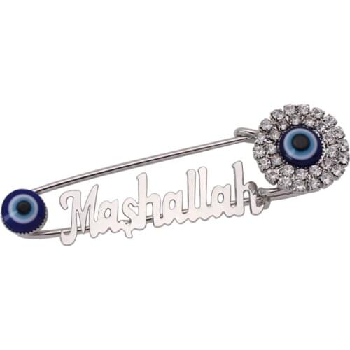 Muslim islam Mashallah turkey evil eye Stainless Steel crystal brooch Baby Pin