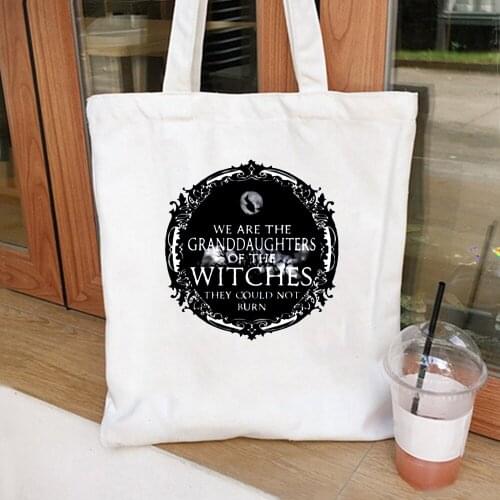 We Are The Granddaughters of The Witches They Could Not Burn Shopping Bag Mysterious Tote Bag High Capacity Canvas Bag