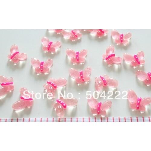 Set of 250 pcs Clear Pinky Resin kawaii butterfly cabochons 20x15mm free shipping