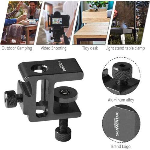 SUNDICK Light Stand Table Clamp, Light Pole Desk Mount Stand, Light Table Fixing Clamp, Outdoor Camping Folding Lamp Holder