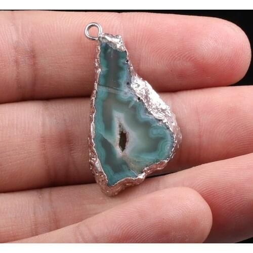 Natural Druzy Stone Agates Charms Irregular Quartz Pendant for Jewelry Making DIY Necklace Accessories Reiki Healing Gifts