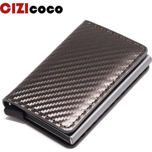 New Carbon Fiber RFID Card Holder Blocking Mens Credit Card Holder Leather Bank Card Wallet Case Protection Purse For Women