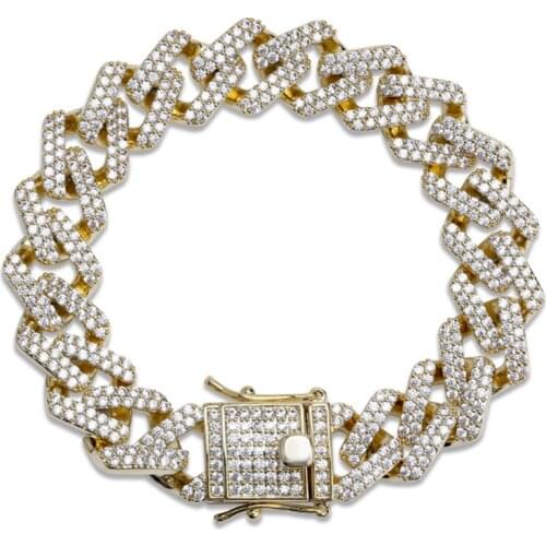 New Full Zircon Chain Bracelet Hip Hop Bangle Mens Luxury Jewelry