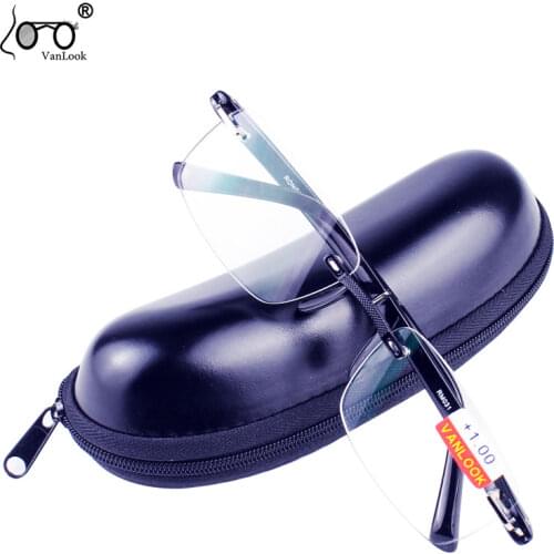 Reading Glasses with Case +1.00 +1.50 +2.00 +2.50 +3.00 +3.50 +4.00 TR90 Oculos de Leitura Rimless Men Anti-reflective