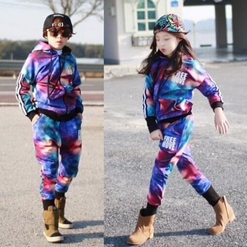 Wholesale - New Fashion Autumn Casual Sport Suits Tracksuits For Kids Stars Printing Hip Hop Outwear Boys Clothing Sets