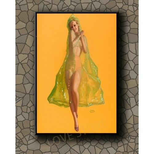 P361 Vintage Beautiful Pin-up Girl Classic Picture 492 Silk Fabric Poster Art Decor Indoor Painting Gift