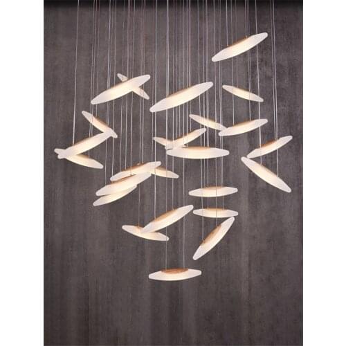 Post Modern Flying Fish Pendant Lights Dining Room Restaurant Solid Wood Hanging Lights Living Room Bedroom Design Lamps Deco