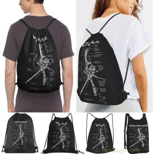 Voyager Program - White Ink Men Outdoor Travel Gym Bag Waterproof Drawstring Backpack Women Fitness Swimming Bag