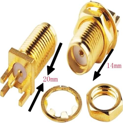 50pcs SMA Female Jack Edge Mount PC Board PCB RF Adapter Connector 20mm