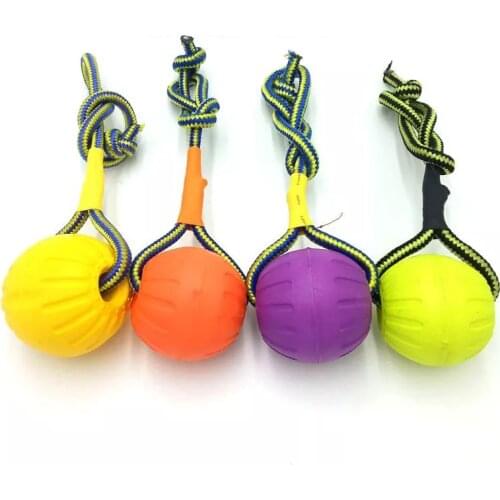 Dog toys rubber training ball bite funny puppy chew toys play solid with rope dog pet supplies Candy Colors high quality