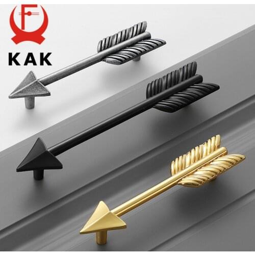 KAK Black Silver Arrow Handle Gold Zinc Alloy Kitchen Cabinet Handle and Knobs Novelty Decorative Furniture Handle Door Hardware
