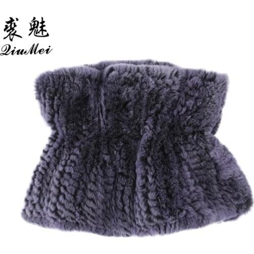 Elastic Knitting Scarf Real Rex Rabbit Fur Women Warm Scarves Genuine Fur Shawl Elegant 2020 New Female Pashmina Stole